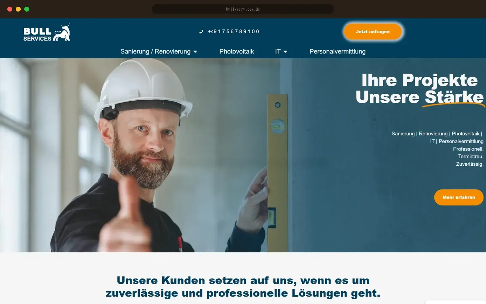 Unternehmenswebsite Bull Services