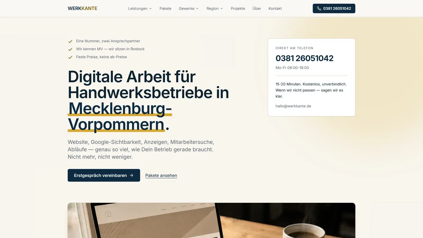 Desktop-Ansicht Werkkante