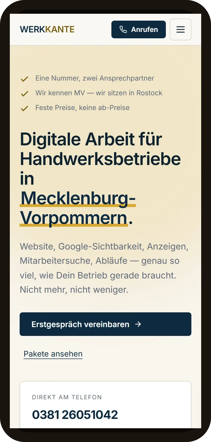 Mobile-Ansicht Werkkante